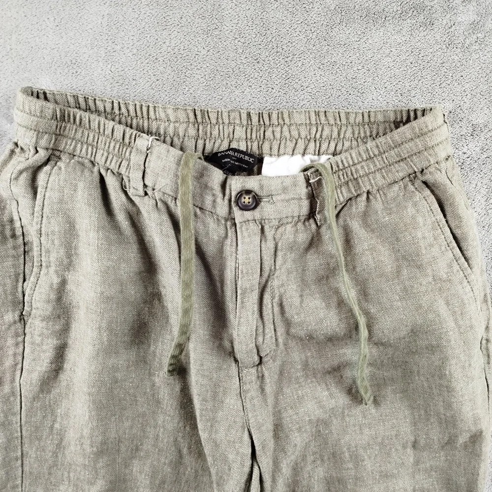 Banana Republic‎ Mens Mason Athletic Tapered Fit Linen Green Pants Size 32x24